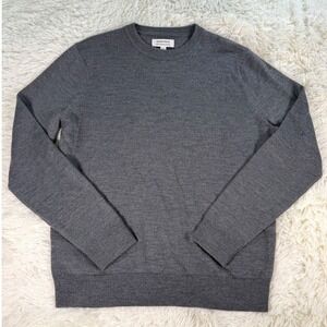 Nordstrom Mens Washable Merino Wool Crewneck Sweater Dark Gray Size Large Casual